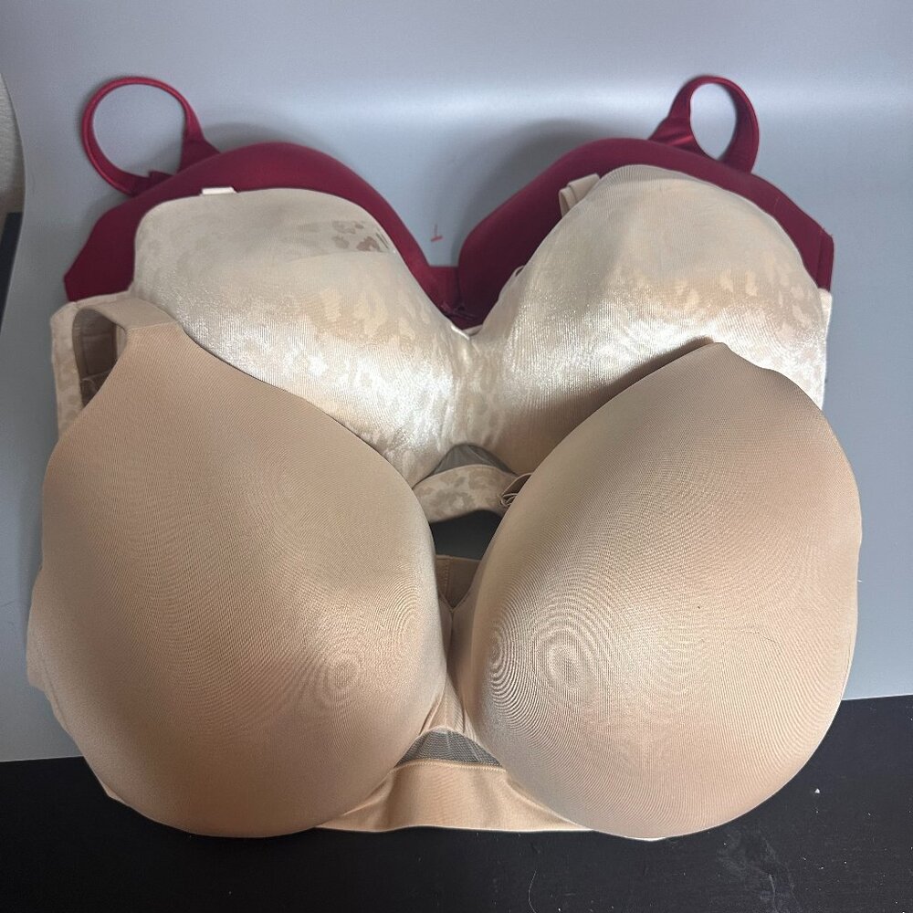Bra 44DDD Lot of 3 Cacique Wired & wireless‎ maroon red beige plunge strapless